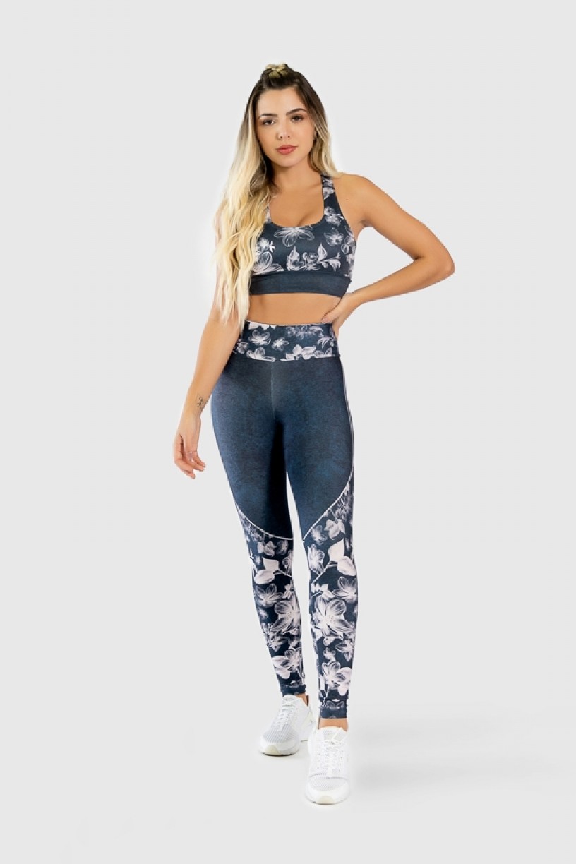 Top Nadador Fitness Estampa Digital Drawn Flowers | Ref: GO289