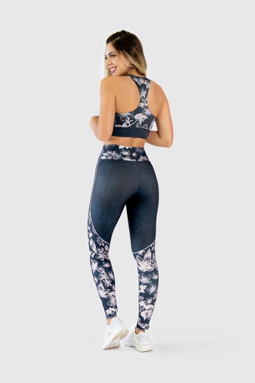 Top Nadador Fitness Estampa Digital Drawn Flowers | Ref: GO289