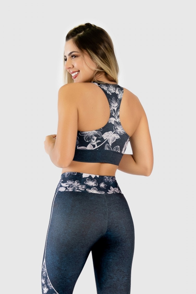 Top Nadador Fitness Estampa Digital Drawn Flowers | Ref: GO289