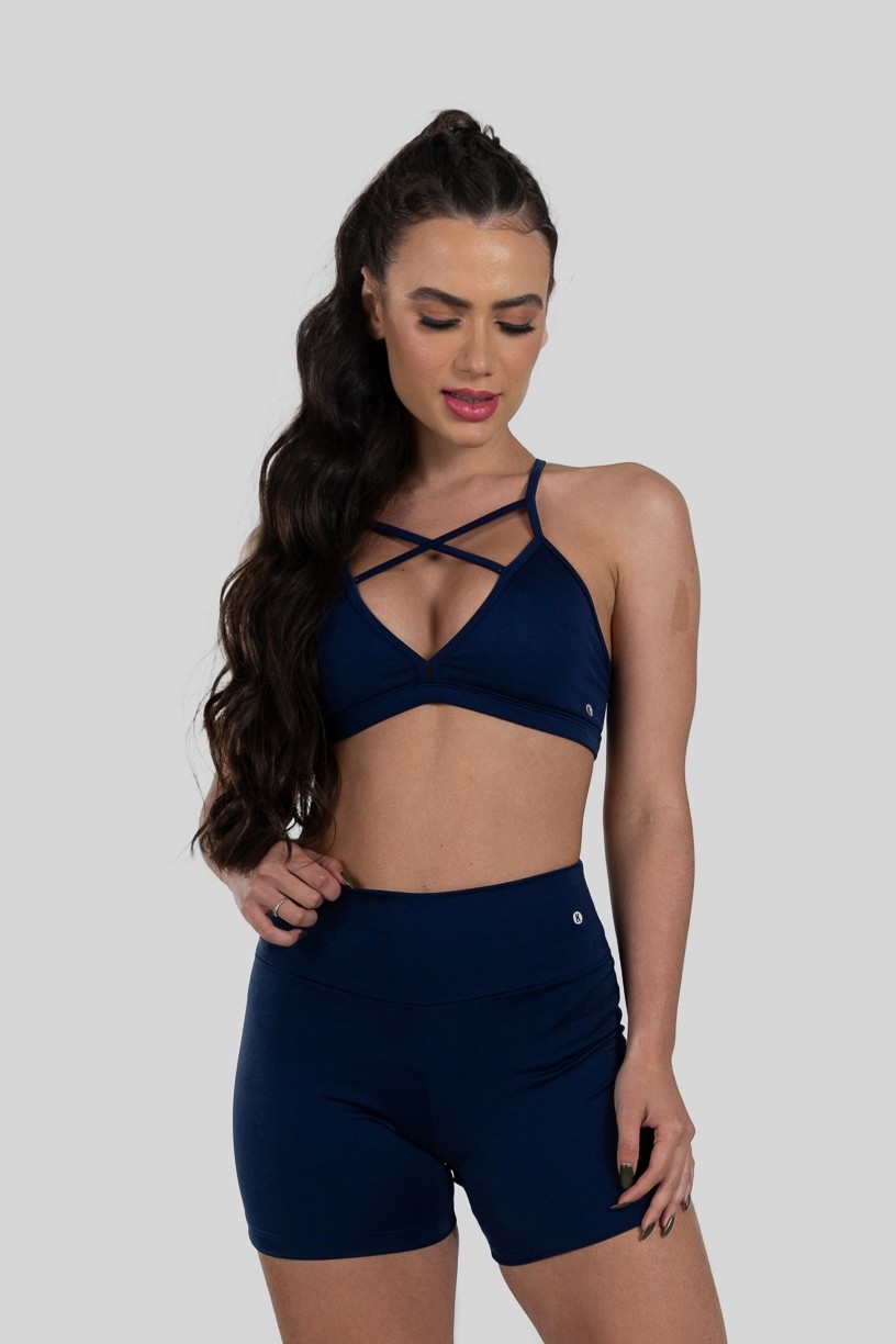 Top Strappy de Poliéster (Azul Marinho) | Ref: K3179-C