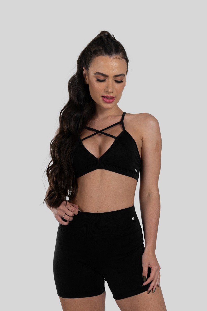 Top Strappy de Poliamida (Preto)  Ref K3184-F