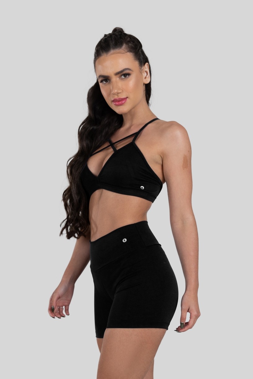 Top Strappy de Poliamida (Preto)  Ref K3184-F