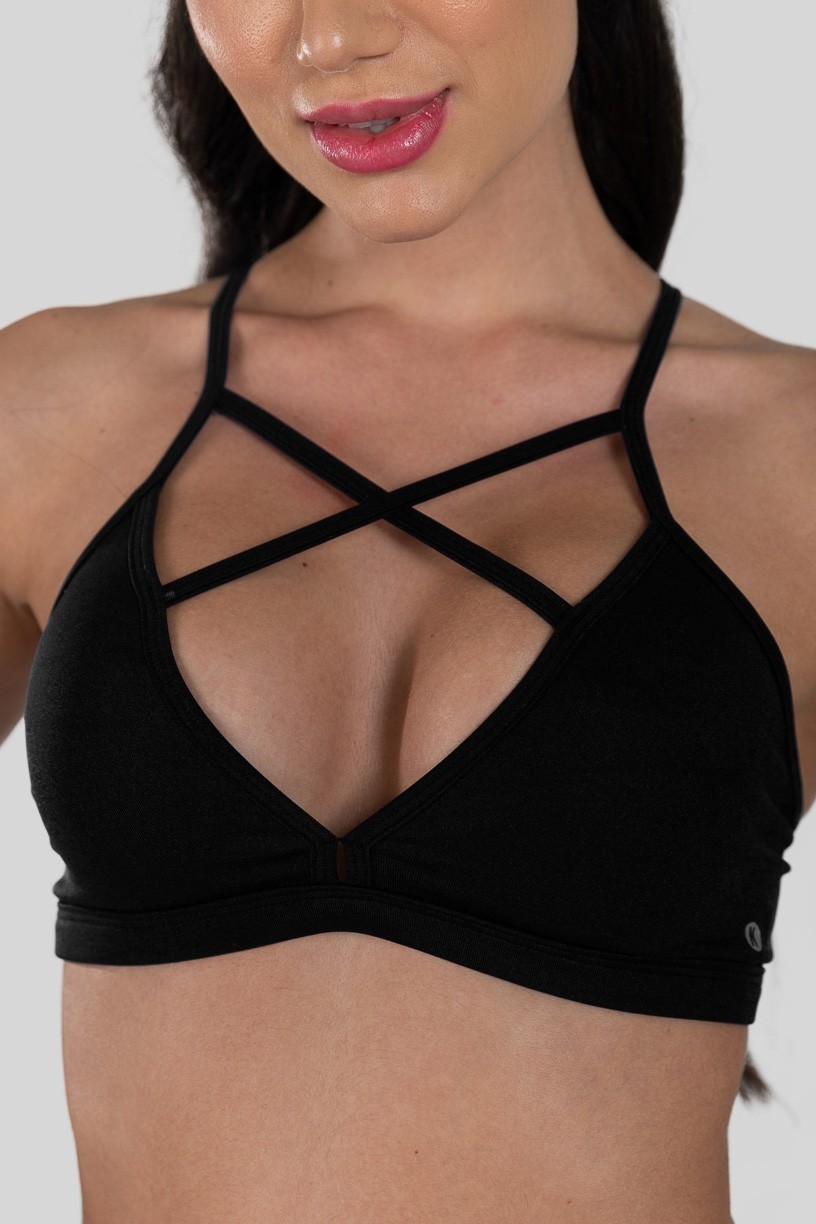 Top Strappy de Poliamida (Preto)  Ref K3184-F