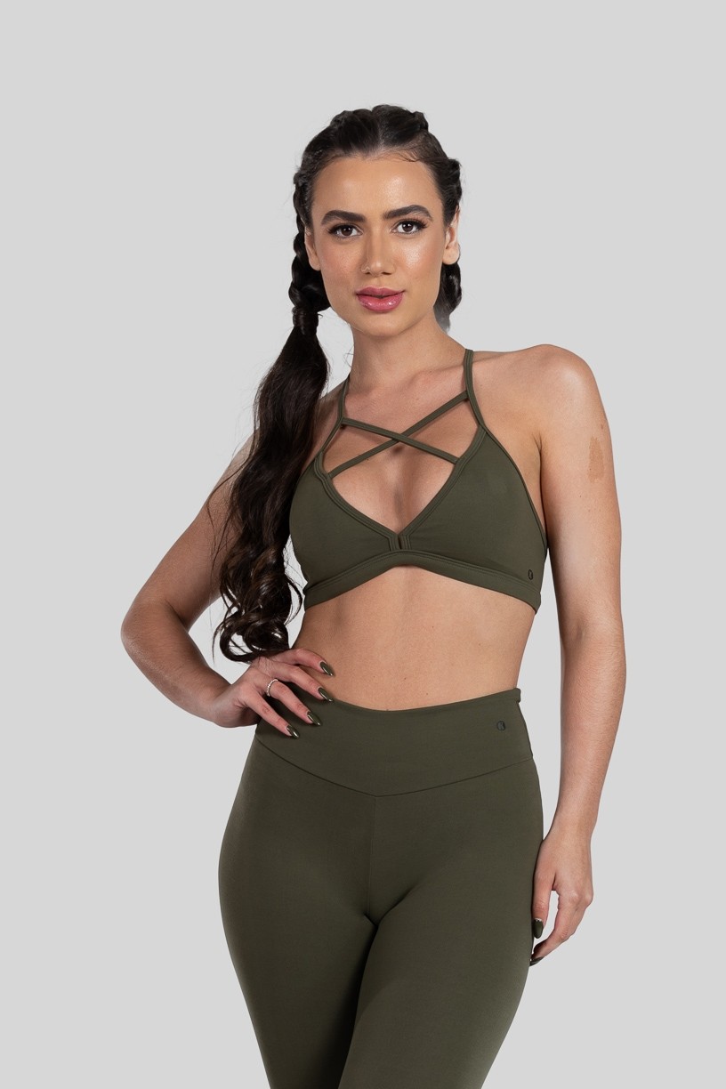 Top Strappy de Poliamida (Verde Militar)  Ref K3184-B