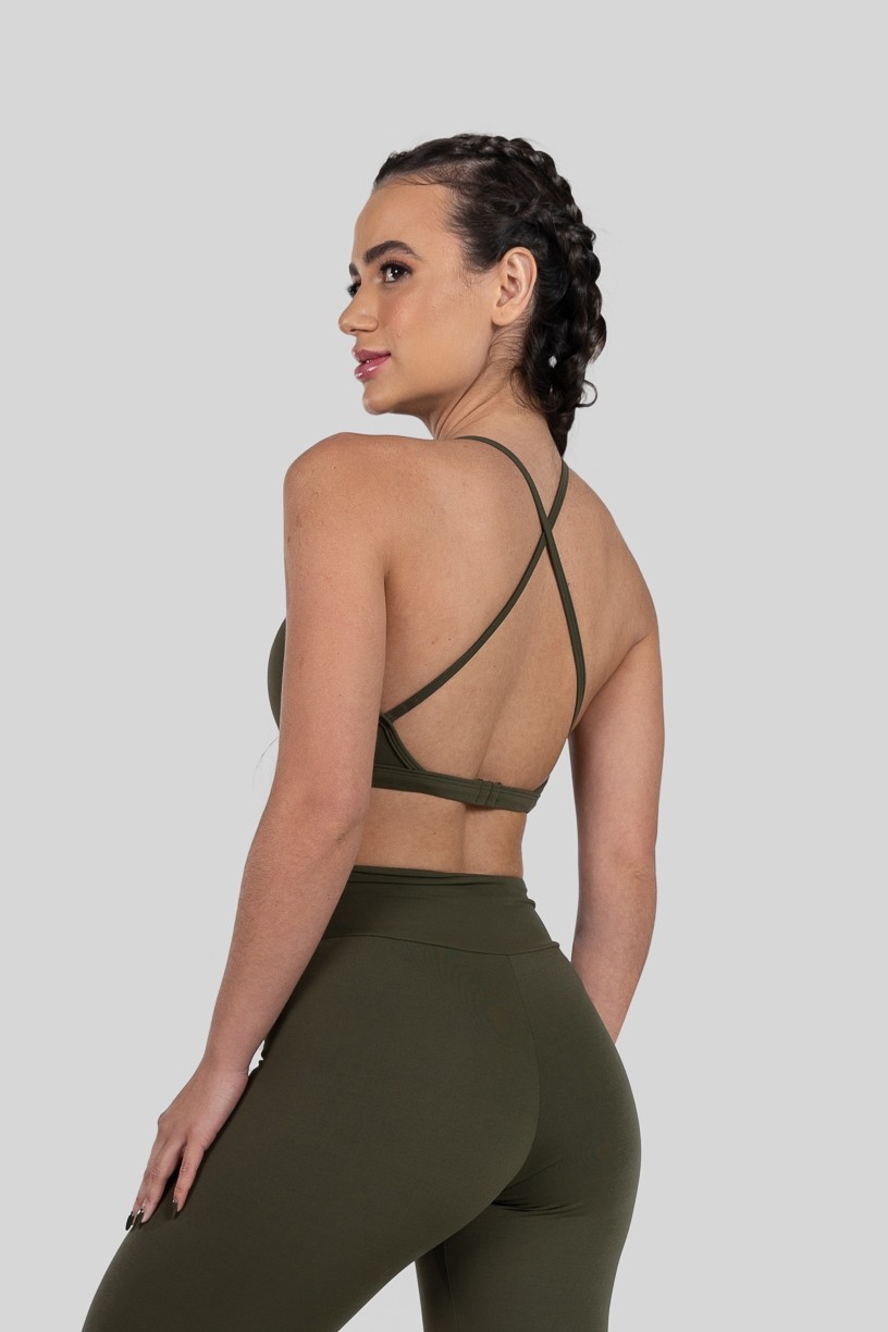 Top Strappy de Poliamida (Verde Militar)  Ref K3184-B