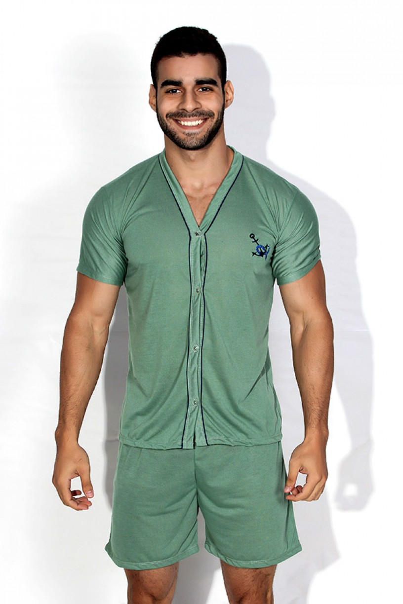 Pijama Mas. de Botão 168 (Verde) 