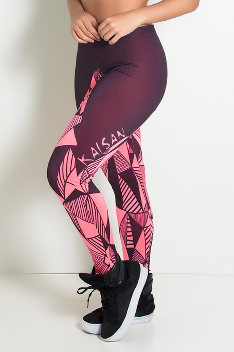 Legging Sublimada PRO (Triângulos Rosa Neon) | Ref: NTSP15-002