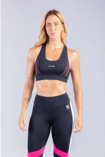 Top Nadador com Vivo Colorido (Preto / Laranja / Rosa) | Ref: K3308-A