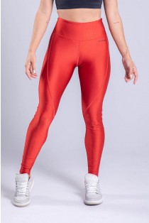 Calça Legging com Recorte na Panturrilha e Pesponto (Vermelho) | Ref: K3322-A