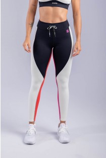 Calça Legging com Cadarço e Faixas Coloridas (Branco / Preto / Rosa / Laranja) | Ref: K3356-A