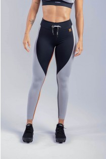 Calça Legging com Cadarço e Faixas Coloridas (Cinza / Preto / Laranja / Chumbo) | Ref: K3356-B