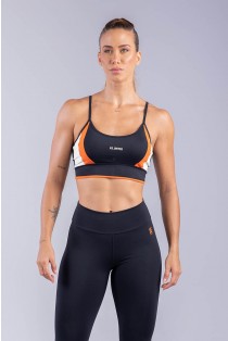 Top de Alcinha Tricolor (Preto / Branco / Laranja) | Ref: K3317-A