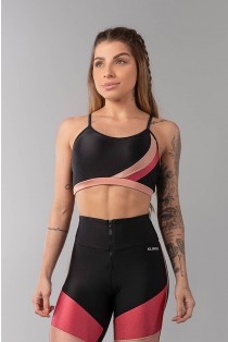 Top com Faixas Diagonais (Preto / Rosa) | Ref: K3486-A