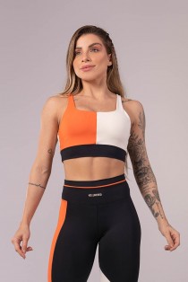 Top Meio a Meio com Alça Regulagem (Laranja / Branco / Preto) | Ref: K3548-A