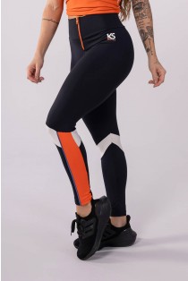 Calça Legging com Zíper e Recortes (Preto / Laranja / Off-White / Azul) | Ref: K3481-A