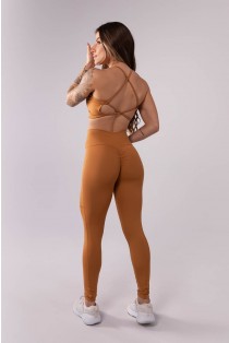 Calça Legging com Franzido e Bolso (Marrom) | Ref: K3445-C