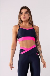 Top Bicolor (Azul Marinho / Rosa Neon) | Ref: K3479-C