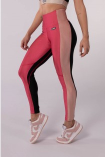 Calça Legging com Cós Largo e Ponto de Cobertura (Rosa / Preto / Rosê) | Ref: K3509-B