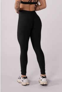 Calça Legging sem Gancho com Franzido (Preto) | Ref: K3635-F