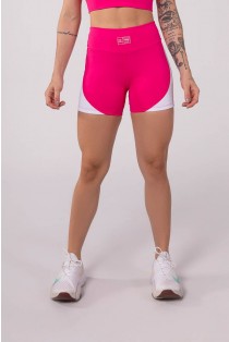 Short com Detalhe Lateral (Rosa / Branco) | Ref: K3331-D