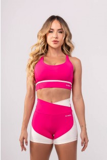 Top com Alças Duplas Cruzadas (Rosa / Off-White) | Ref: K3748-B