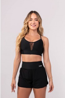 Top com Recortes em Tule (Preto) | Ref: K3783-A