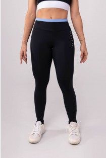 Calça Legging com Zíper na Lateral (Preto / Azul Claro) | Ref: K3433-A