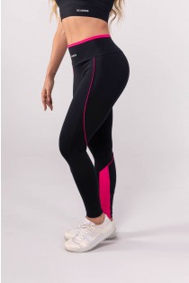 Calça Legging com Recorte e Vivo (Preto / Rosa) | Ref: K3780-A