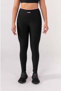 Calça Legging com Vira no Cós (Preto / Rosa) | Ref: K3641-B