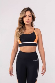 Top com Recortes e Alças Duplas (Preto / Laranja / Off-White) | Ref: K3848-B