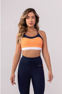 Top com Alças Cruzadas Reguláveis (Laranja / Azul Marinho / Off-White) | Ref: K3859-A