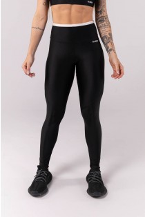 Calça Legging com Recorte e Cós com Vira (Preto / Off-White) | Ref: K3741-A