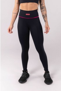 Calça Legging com Vivo no Cós em V (Preto / Rosa) | Ref: K3907-A