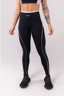 Calça Legging com Vivo e Vira no Cós (Preto / Off-White) | Ref: K3905-A