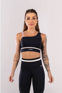 Top Ombro Só com Detalhe e Alças (Preto / Rosa Claro / Off-White) | Ref: K3986-A