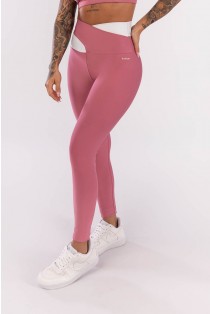 Calça Legging com Cós Transpassado (Rosa / Branco) | Ref: K4020-A