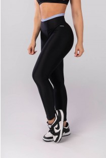Calça Legging com Vira (Preto / Azul Claro) | Ref: K4116-B