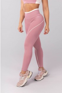 Calça Legging com Vivo e Vira no Cós (Rosa Claro / Off-White) | Ref: K4119-B