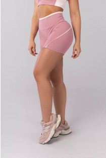 Short com Vivo e Vira no Cós (Rosa Claro / Off-White) | Ref: K4120-B