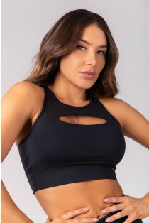 Top com Recorte de Tule (Preto) | Ref: K4160-A