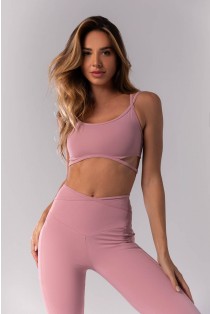 Calça Legging com Bolsos e Chapado Cruzado na Cintura (Rosa) | Ref: K4149-D