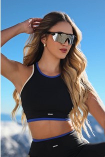 Top Nadador com Abertura (Preto / Azul / Bege) | Ref: K4210-A