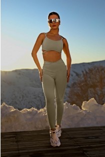 Calça Legging com Bolsos e Chapado Cruzado na Cintura (Verde Claro) | Ref: K4149-E