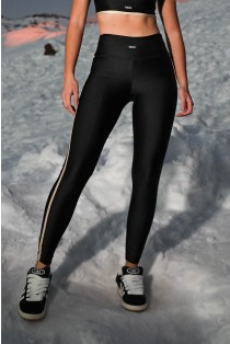 Calça Legging Chapado Lateral (Preto / Bege) | Ref: K4217-A