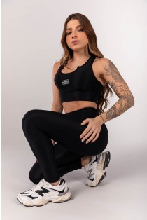 Calça Legging Canelada com Bolso no Cós (Preto) | Ref: K4248-A