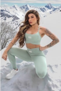Calça Legging com Cós Transpassado (Verde Claro) | Ref: K4152-B