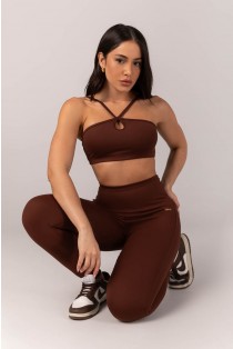 Calça Legging com Vira e Cós em V (Marrom Escuro) | Ref: K4290-C