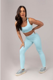 Calça Legging sem Gancho com Vira (Azul Bebê) | Ref: K4299-A