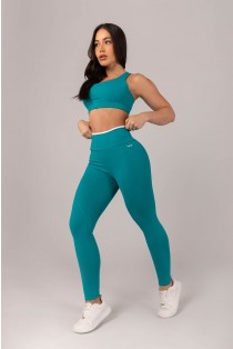 Calça Legging sem Gancho com Vira (Jade / Branco) | Ref: K4299-B