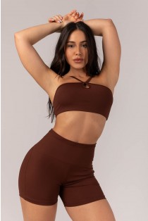 Short com Vira e Cós em V (Marrom Escuro) | Ref: K4291-C